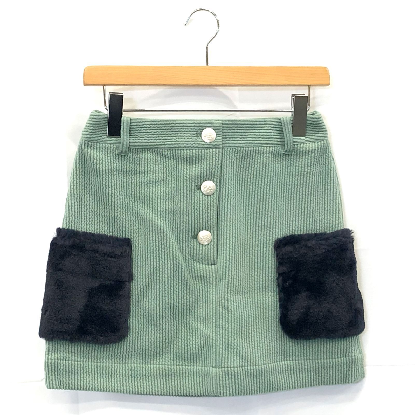 タグ付き! アンパスィ｜レディース｜Ｍサイズ｜ニットコーディロイスカート｜グリーン系｜古着ゴルフウェア