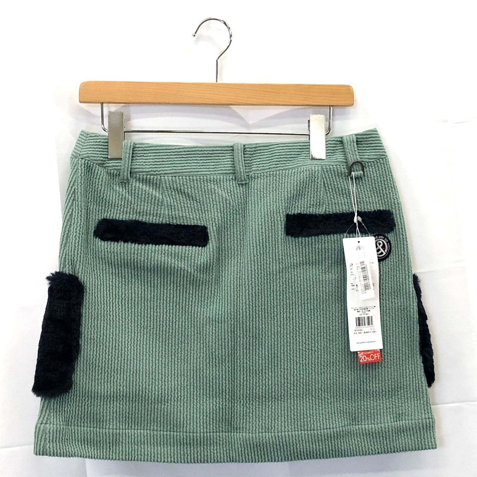 ! アンパスィ｜レディース｜ＬＬサイズ｜ニットコーディロイスカート｜グリーン系｜古着ゴルフウェア