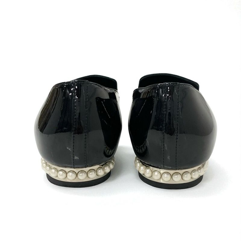 シャネル CHANEL フラットシューズ 靴 シューズ パテント ブラック 黒