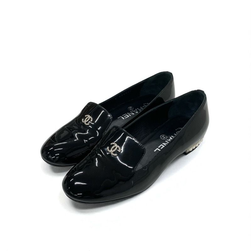 シャネル CHANEL フラットシューズ 靴 シューズ パテント ブラック 黒