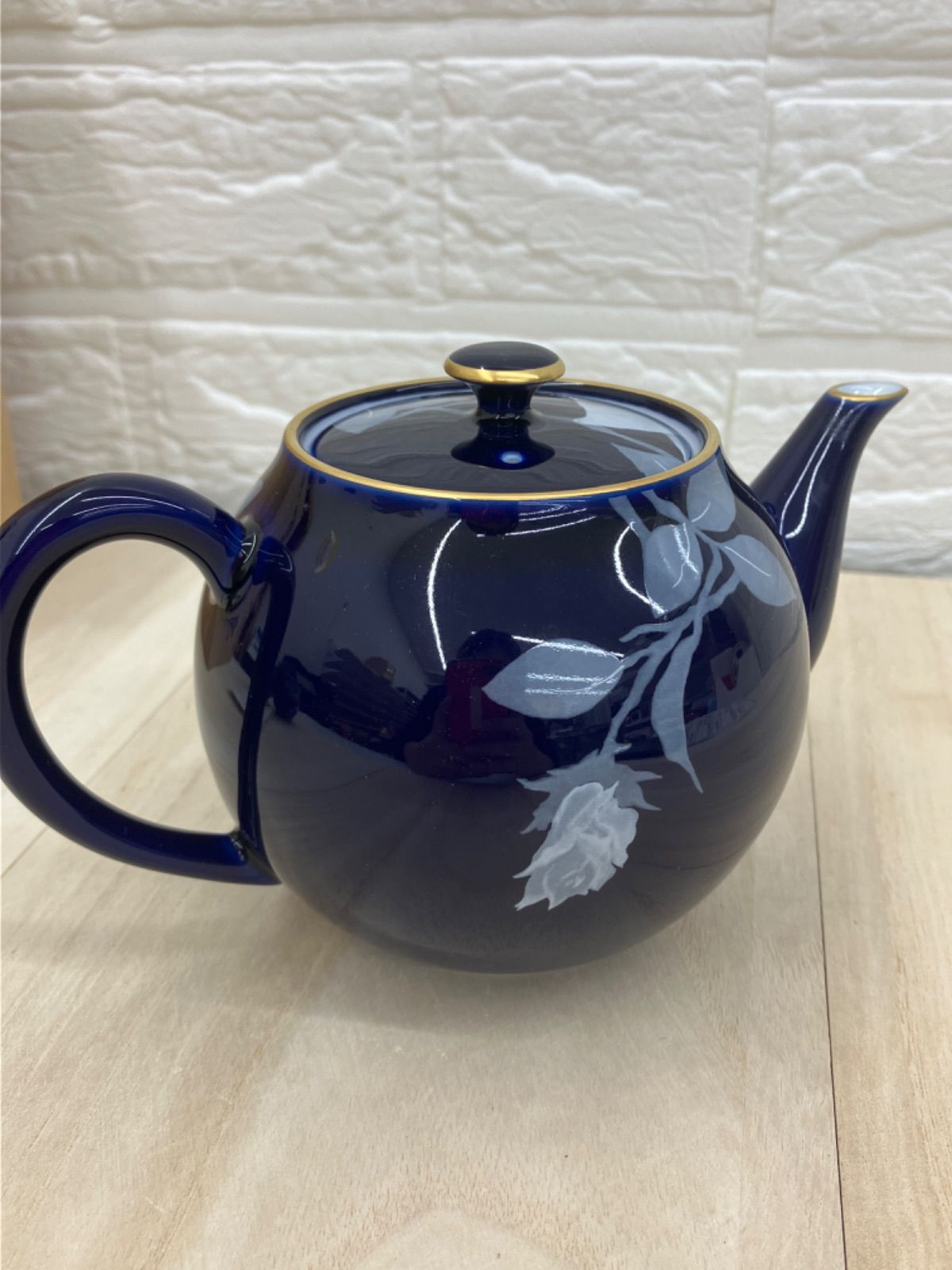 美品】香蘭社 瑠璃薔薇 茶器セット ティーポット 急須 湯呑み 金彩