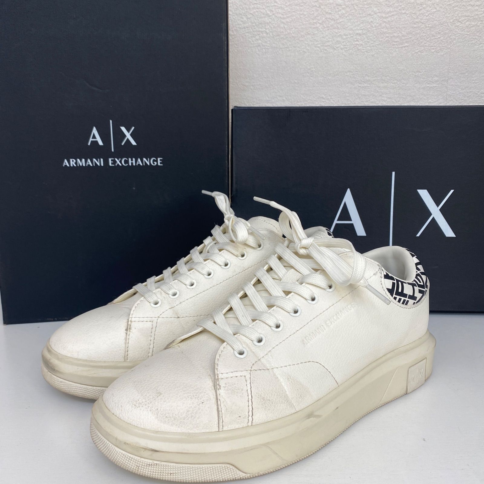 ARMANI EXCHANGE アルマーニ ロゴスニーカー メンズ ホワイト 27cm