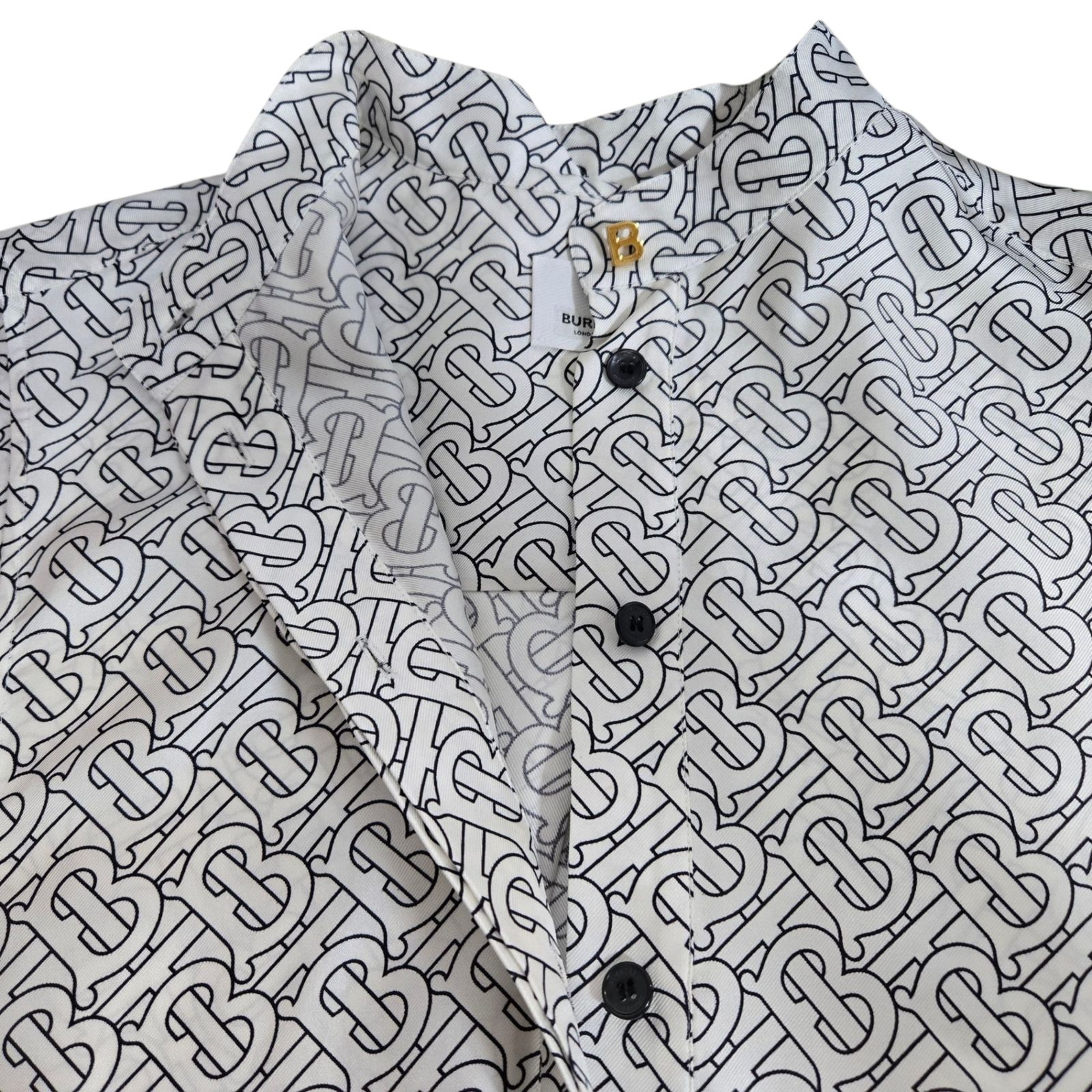 ◇BURBERRY バーバリー TBモノグラム シルクシャツ ボウタイ ブラウス