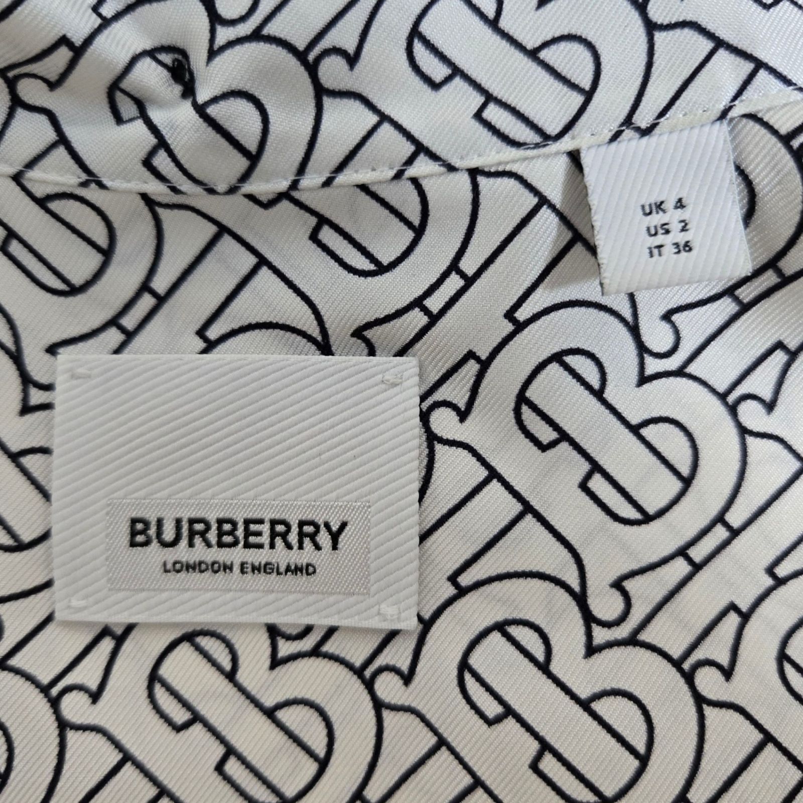 ◇BURBERRY バーバリー TBモノグラム シルクシャツ ボウタイ ブラウス