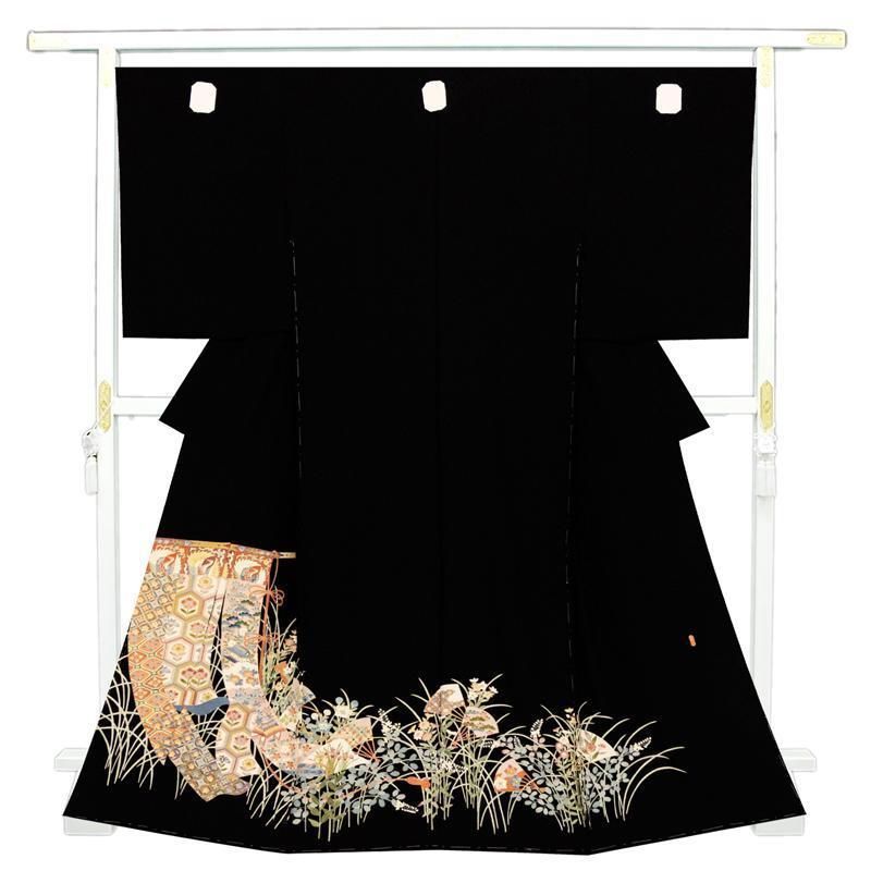 記念感謝祭 仕立無料 本加賀友禅手描き美術押田正義大先生作 四季花几帳古典文特撰黒留袖