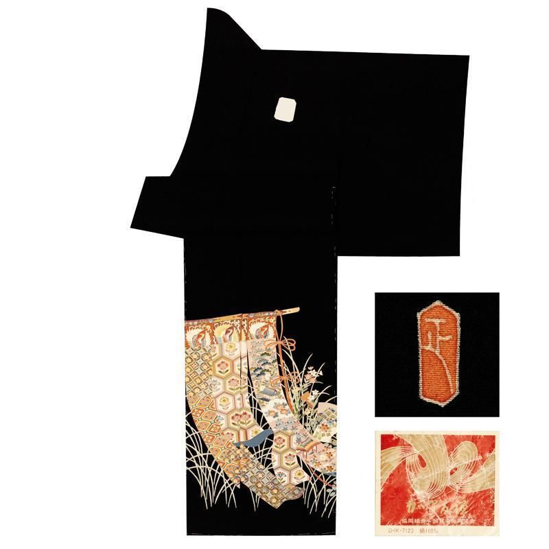 記念感謝祭 仕立無料 本加賀友禅手描き美術押田正義大先生作 四季花几帳古典文特撰黒留袖