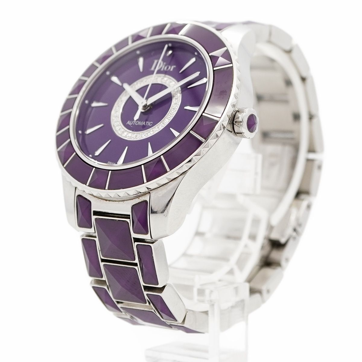 5 wwo 0402 ディオール クリスタル パープル文字盤 腕時計 レディース