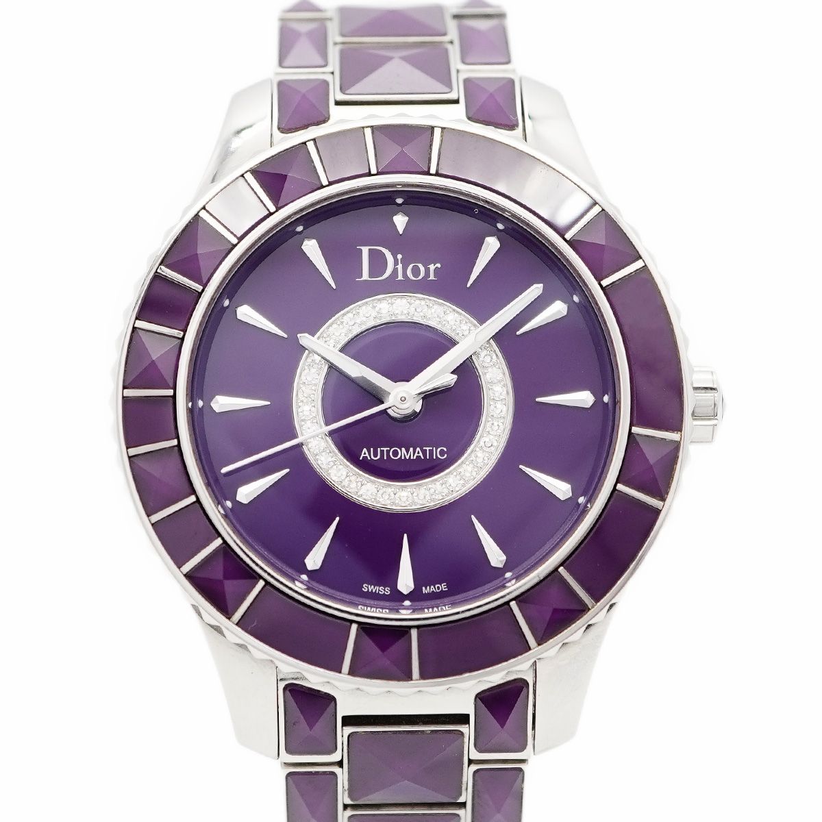 5 wwo 0402 ディオール クリスタル パープル文字盤 腕時計 レディース