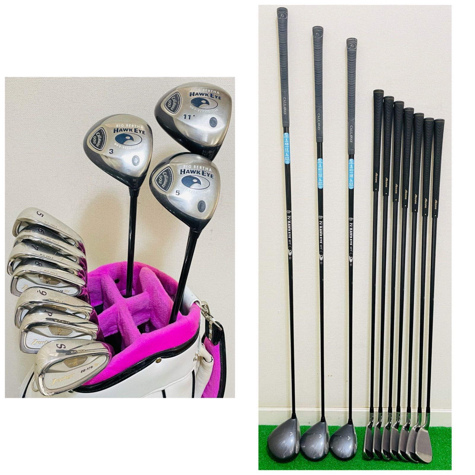 Callaway BIG BERTHA HAWK EYE MIZUNO Zephyr EG-175 キャロウェイ ミズノ レディース フレックスL ドライバー ウッド アイアン 9377