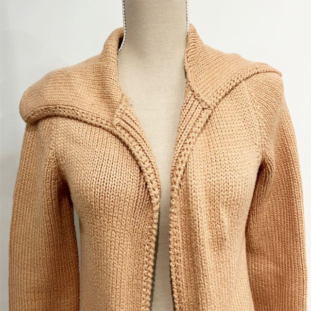 フォクシー FOXEY 美品 ウィングカラーロングカーディガン ニット ロゴ