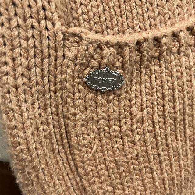 フォクシー FOXEY 美品 ウィングカラーロングカーディガン ニット ロゴ