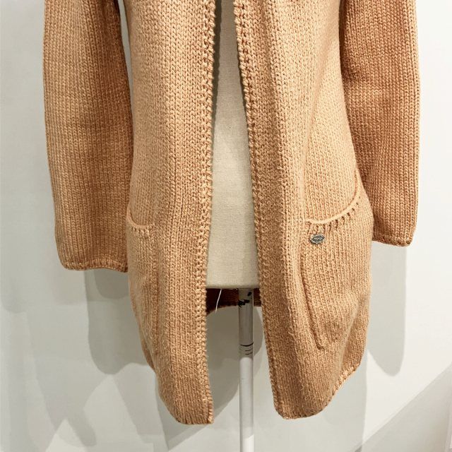 フォクシー FOXEY 美品 ウィングカラーロングカーディガン ニット ロゴ