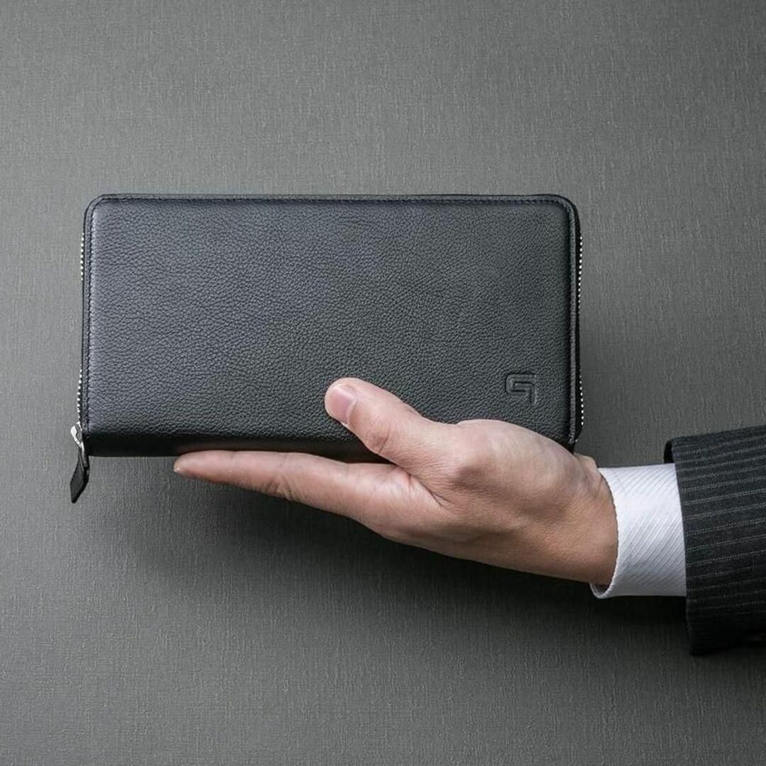 GRAMAS 本革 長財布 ネイビー x ネイビー オーガナイザー GOG816NVNV