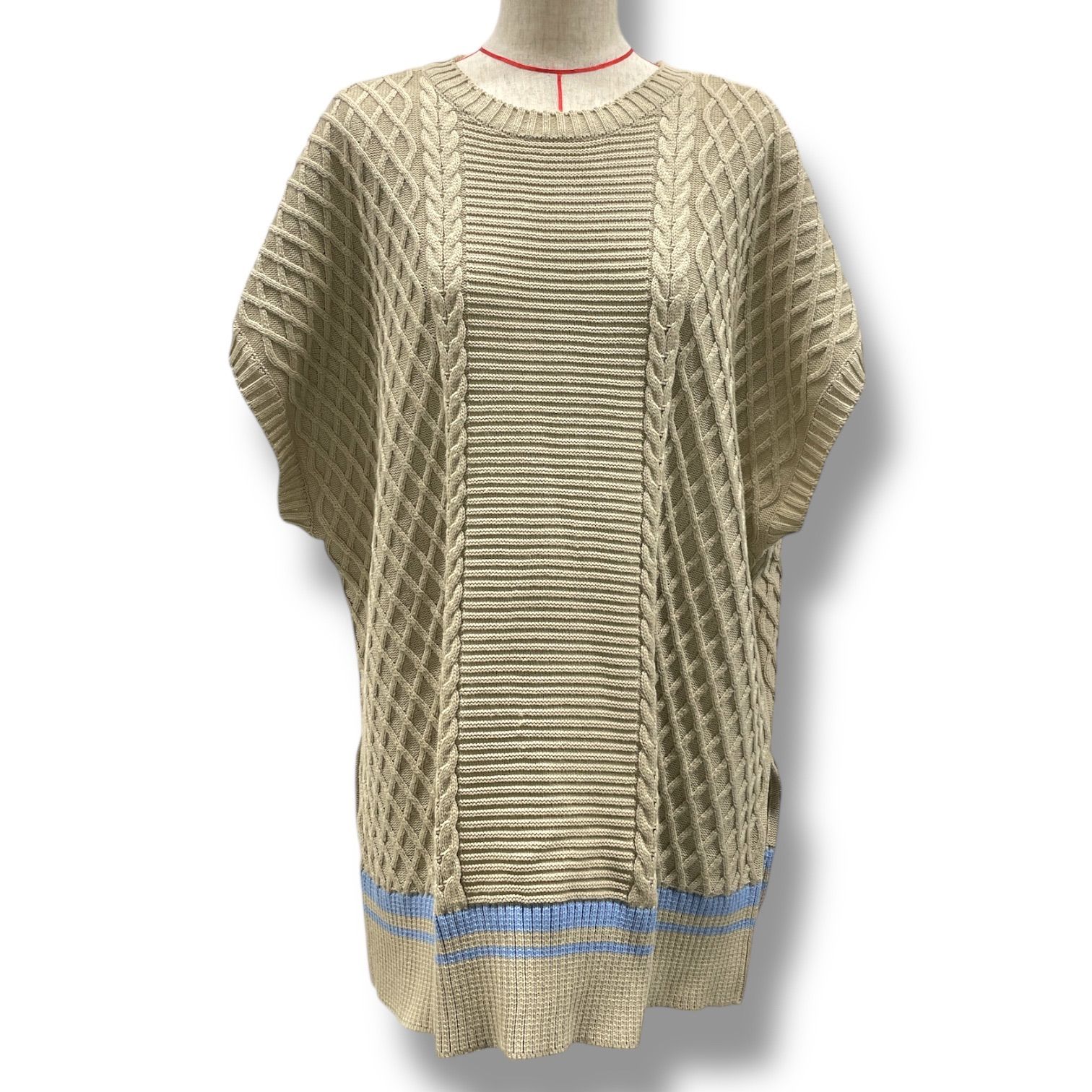 MUSE BY ROCHAS Premiere ミューズバイロシャスプルミエール レリアン 編地切替ニットベスト 大きいサイズ スリット HM 23-00607-0 T キャメル XLサイズ レディース 通年 ゴーゴー古着マルイファミリー 7 No.272