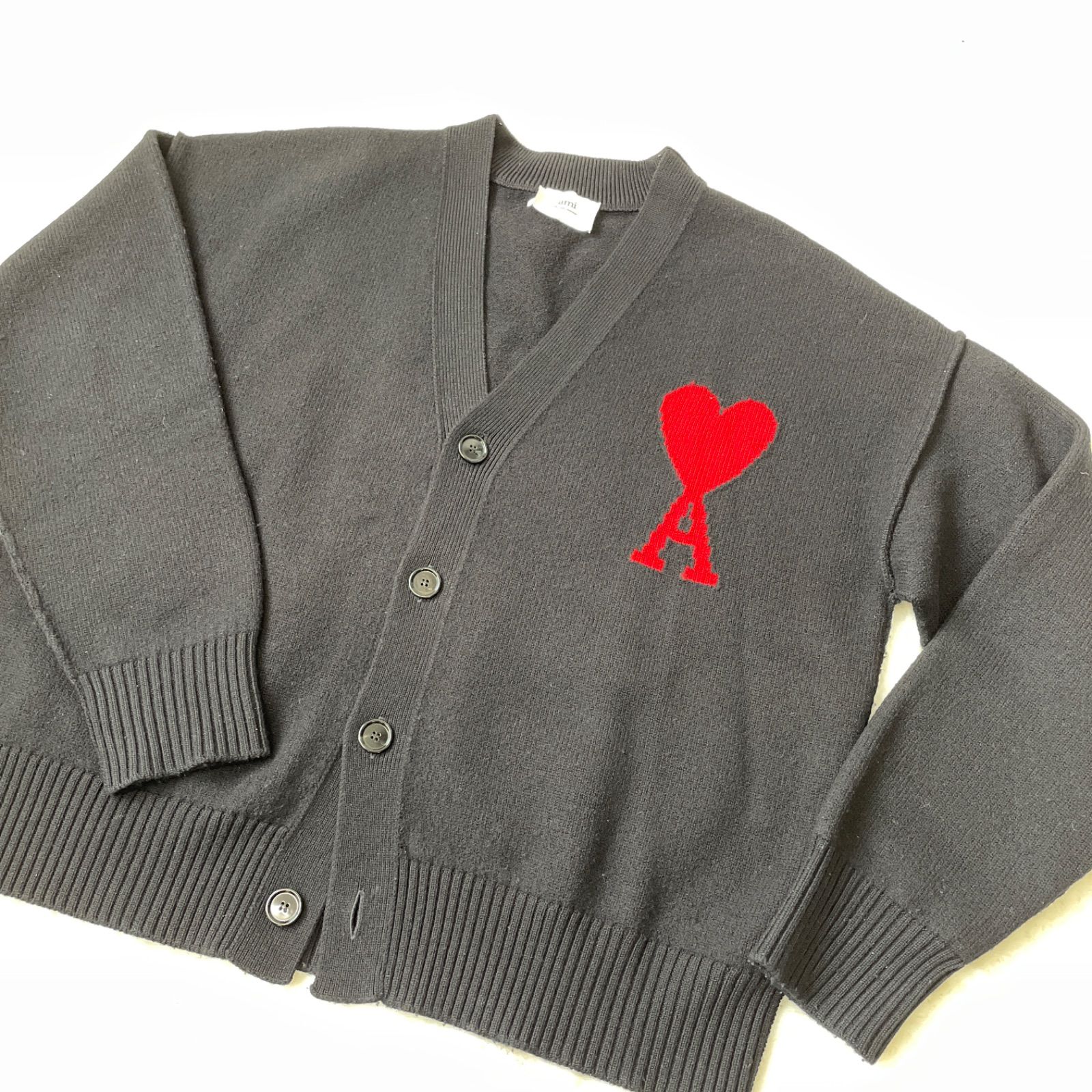 ami Alexandre Mattiussi ニットカーディガン ビッグハート ウール 黒