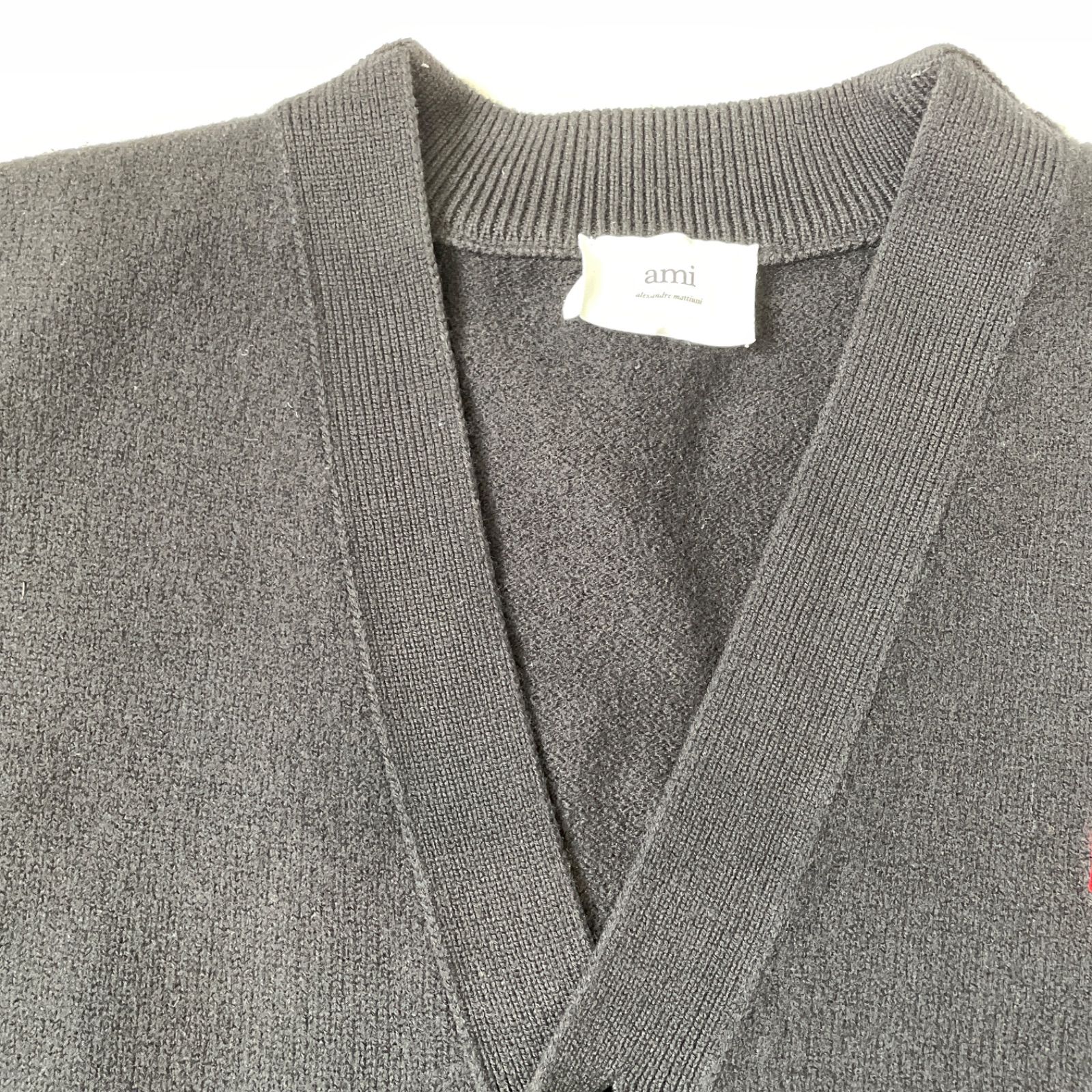 ami Alexandre Mattiussi ニットカーディガン ビッグハート ウール 黒