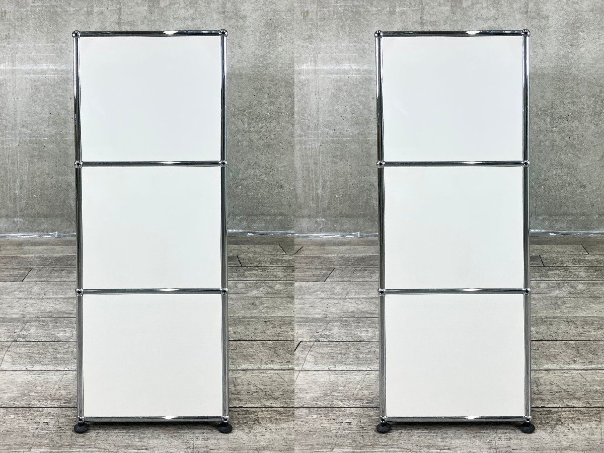 USMハラー□2連3段キャビネット□ピュアホワイト□サイドボード□D350