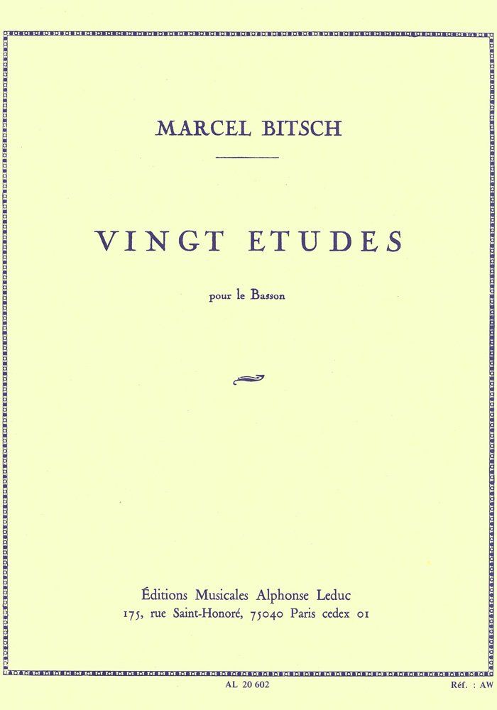 ビッチ 20の練習曲 ファゴット教則本 ルデュック出版 品