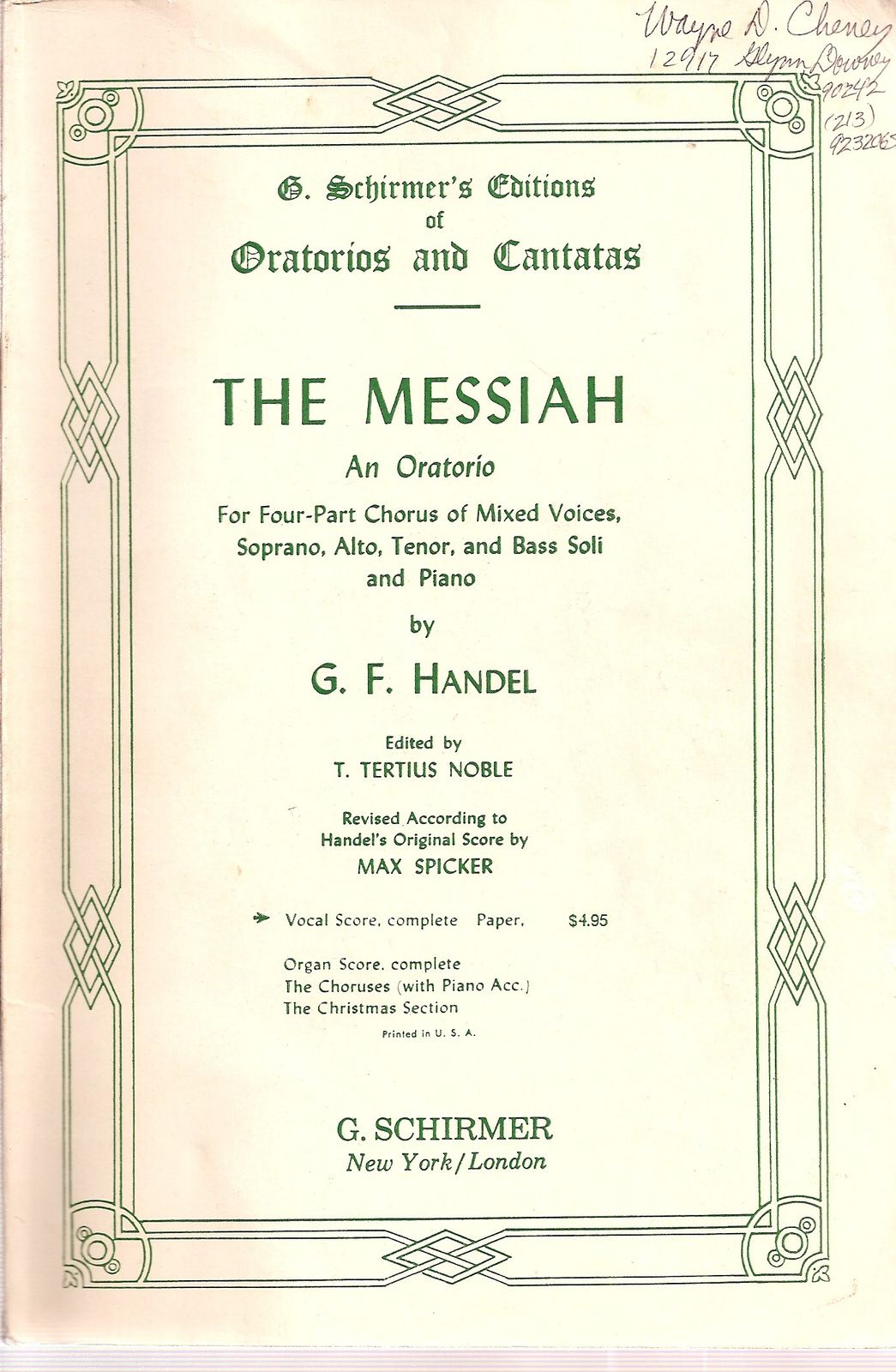 By George Frederick Handel The Messiah An Oratorio Complete Vocal S 品