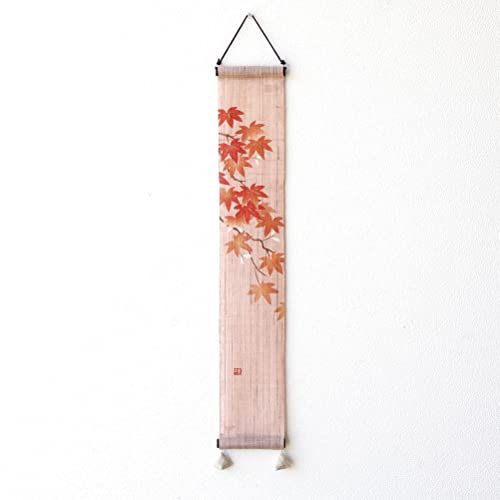 タペストリー おしゃれ 壁掛け 和風 和モダン 和室 麻 秋 小さい 豆タペストリー もみじ c 7 a 03471