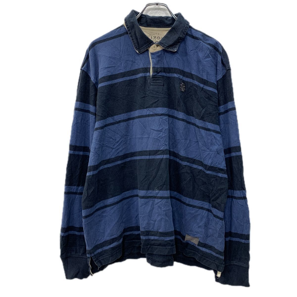 IZOD 長袖 ラガーシャツ XL ブルー ネイビー アイゾッド ハーフボタン