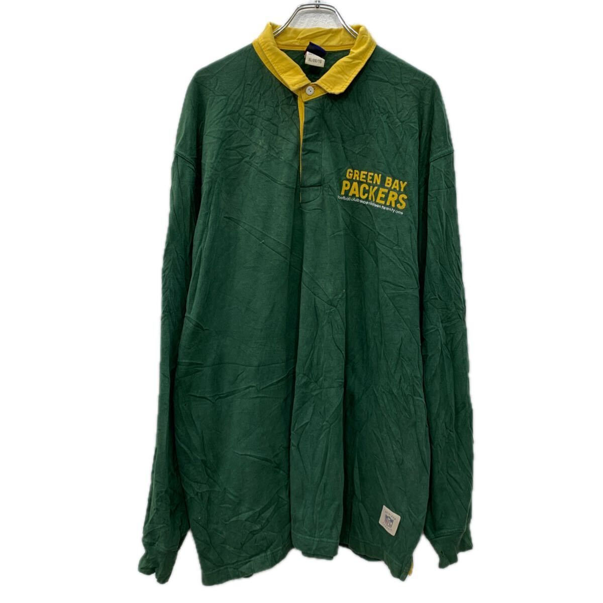 Reebok NFL 長袖 ラガーシャツ XL グリーン イエロー リーボック
