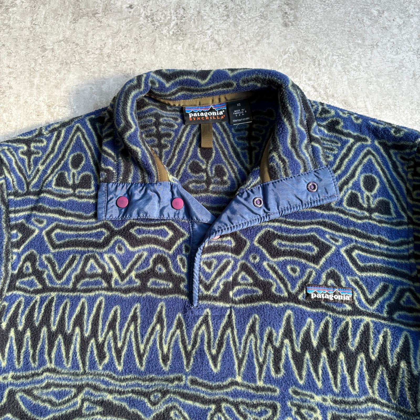 90s 1998年 USA製 patagonia Synchilla Snap T Pullover 【 blue 