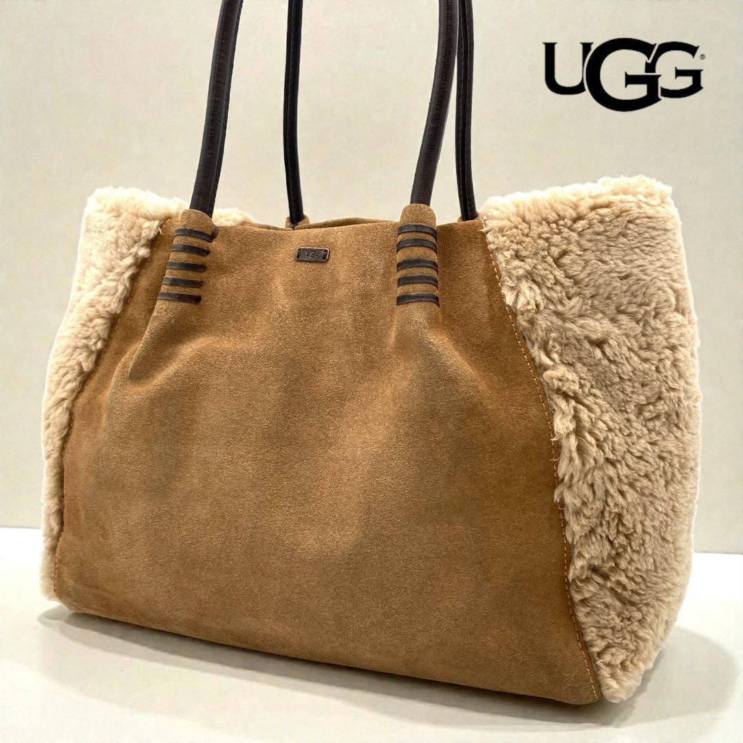 限定値下げ　UGG ムートントートバッグ UGG アグ トートバッグ ムートン スエード レザー ベージュ - メルカリ