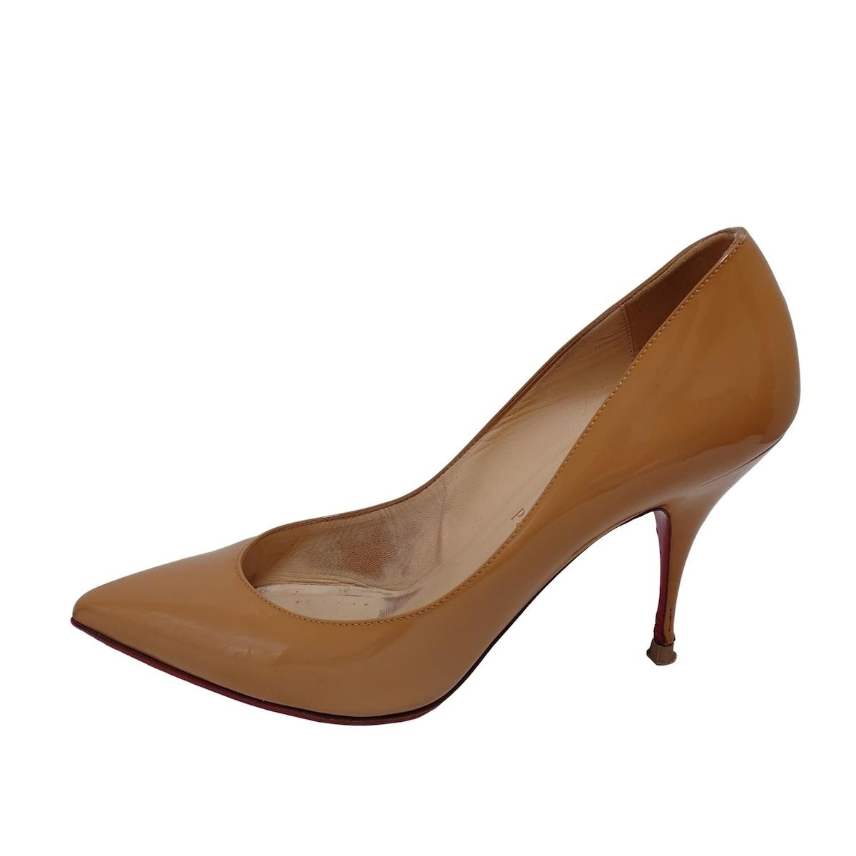 クリスチャンルブタン パンプス 38 レディース ライトブラウン アウトソール張替済 レザー