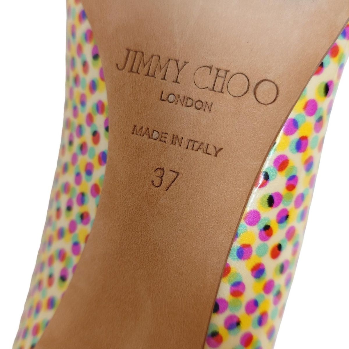  JIMMY CHOO ジミーチュウ パンプス 37 レディース - アイボリー×マルチ ハイヒール パンプス パンプス