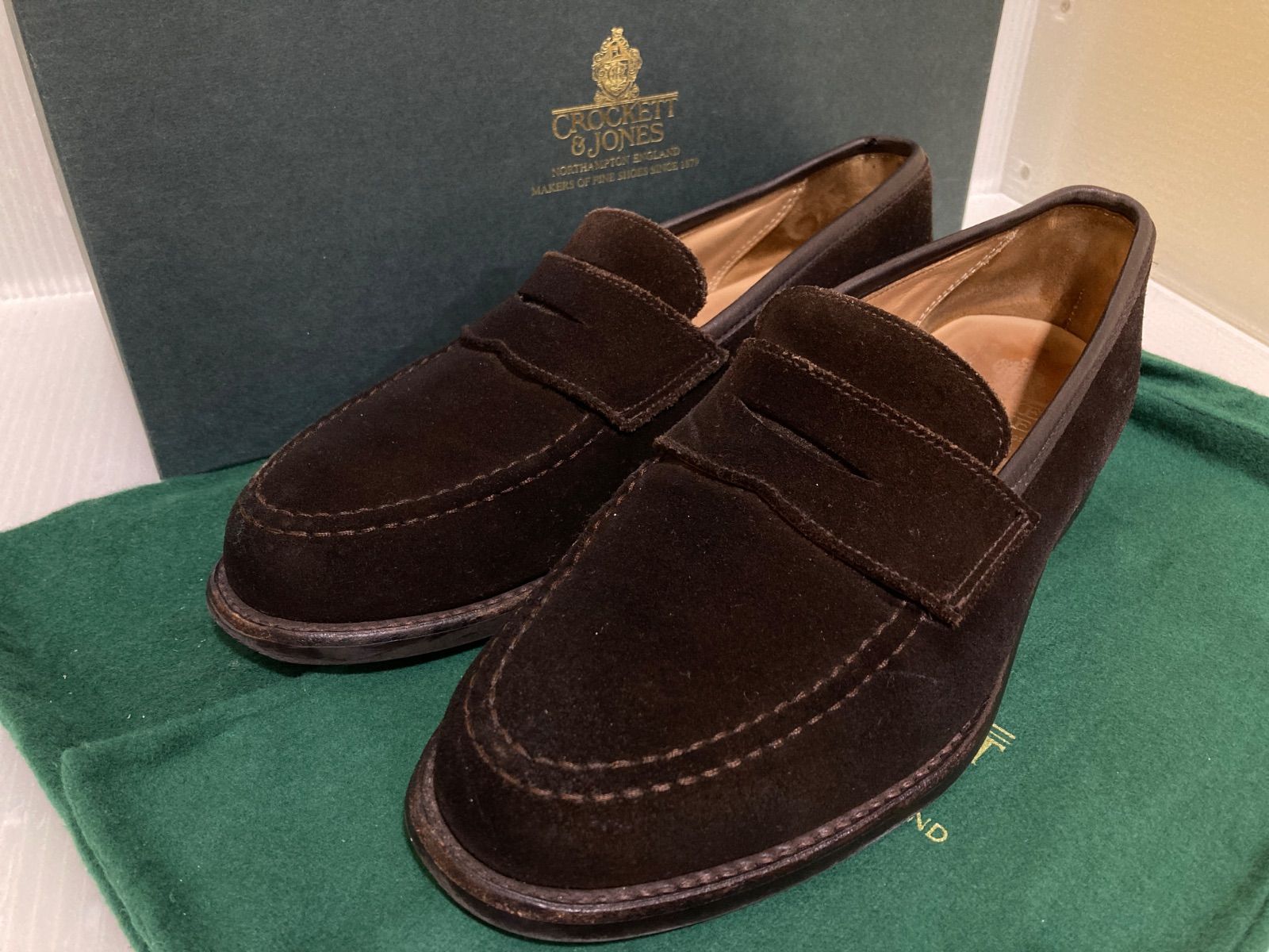 Crockett Jones クロケット ジョーンズ ボストン2 スエード 26224 シティソール コインローファー ダークブラウン 6 E