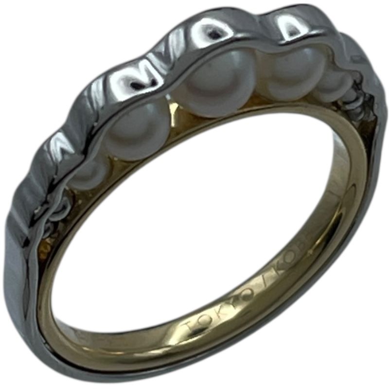 タサキ TASAKI リキッドリング ゴールド 750 Pt 900 パール ジュエリー