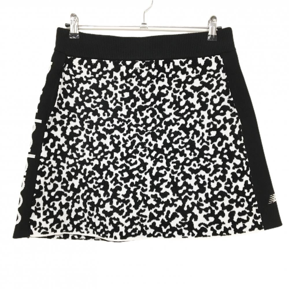 美品】ニューバランス ニットスカート 黒×白 総柄 レディース 2(L