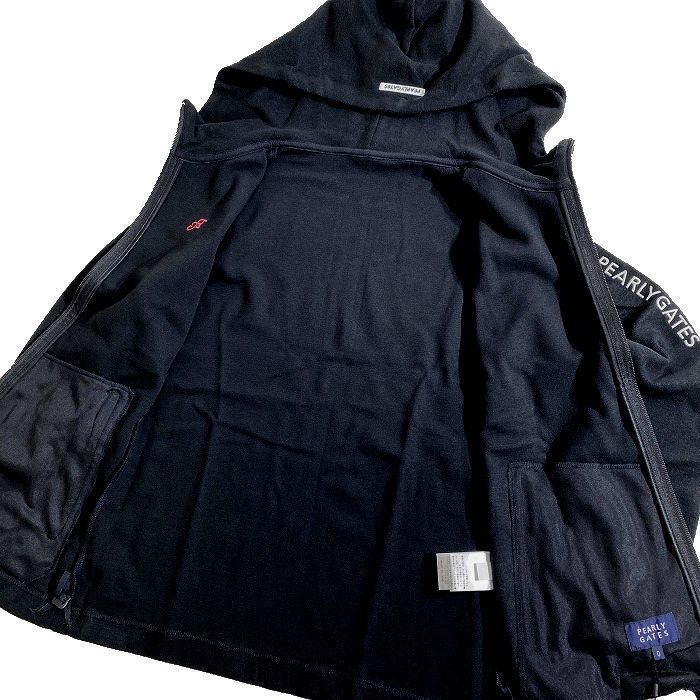 パーリーゲイツ ゴルフ 発熱保温 ウォーム 鹿の子 ストレッチ ダブルジップ パーカー フーディジャケット ゴルフウェア レディース 055-2266102 定価2.6万 ネイビーブラック 029 51014 w 13 ジャケット レディースウェア ゴルフ