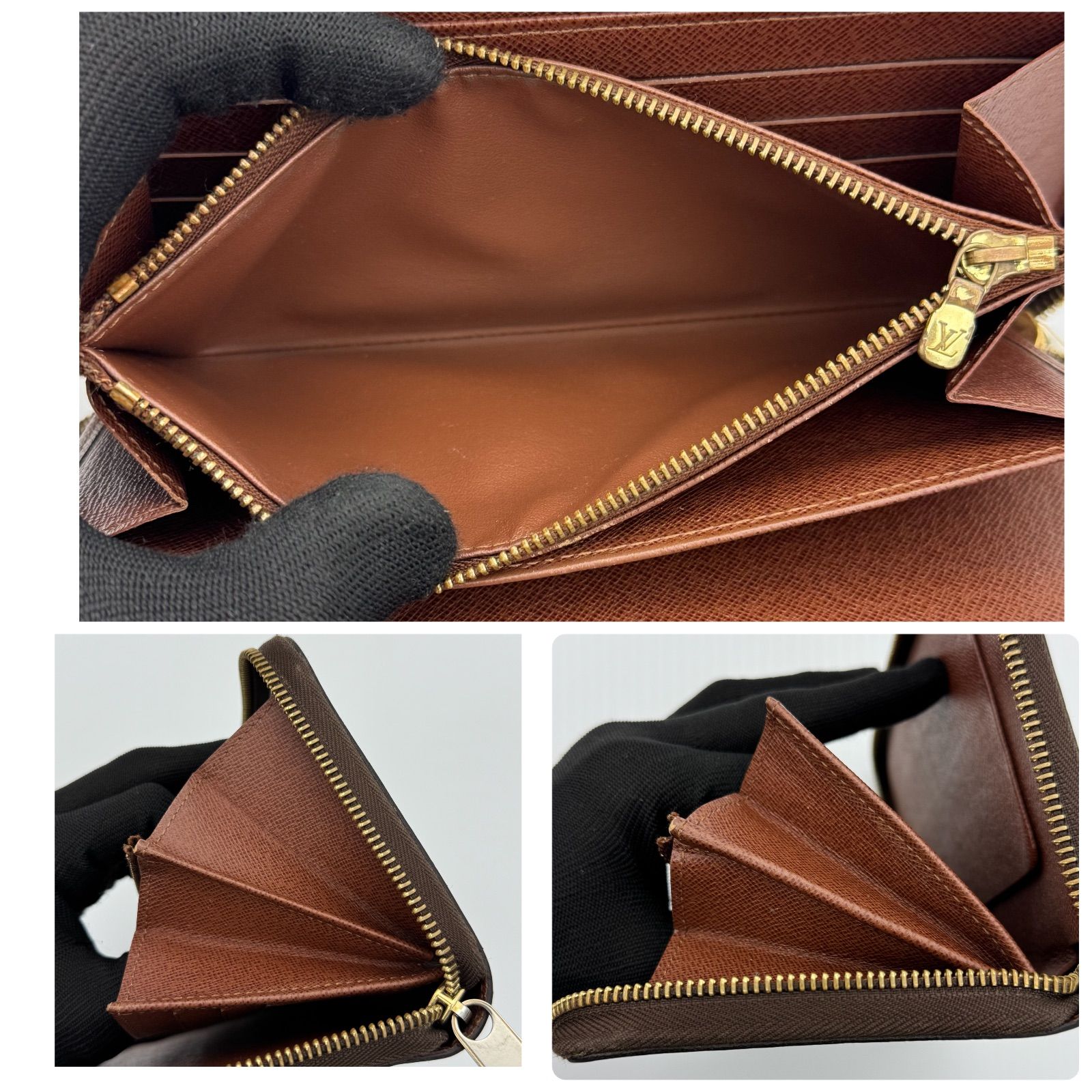 ルイヴィトン ジッピーオーガナイザー ユタ ブラウン ロゴ ラウンド