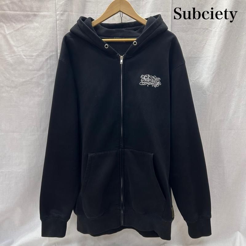 サブサエティ スカルマリア ジップパーカー バック刺繍 ブラック L