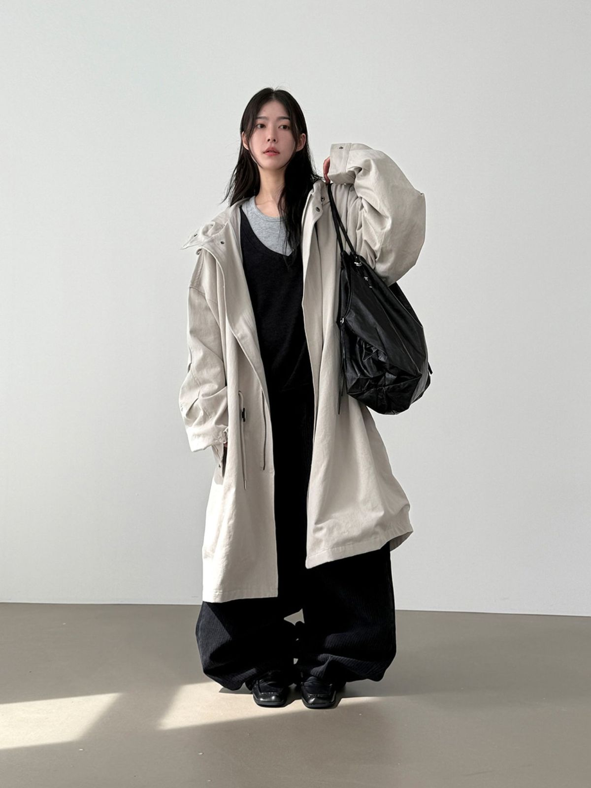 25 FW ミニマルロングWHOマウンテンパーカー 冬 コットン BIG オーバーサイズ 基本 アウター ジャケット 季節の変わり目