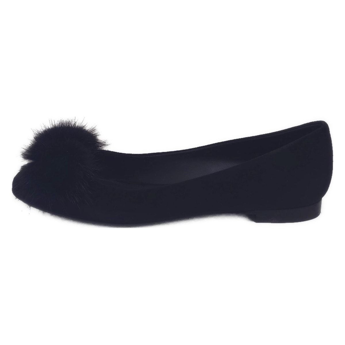 SalvatoreFerragamo サルバトーレフェラガモ フラットシューズ 5 D レディース 黒 ヴァラ ファー