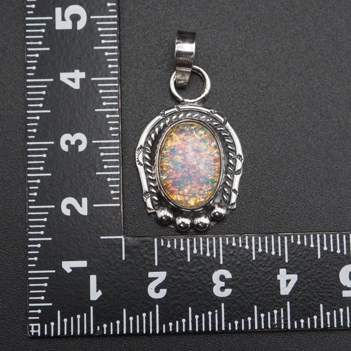 J019 オパール風 STERLING刻印 ペンダント トップ デザイン シルバー