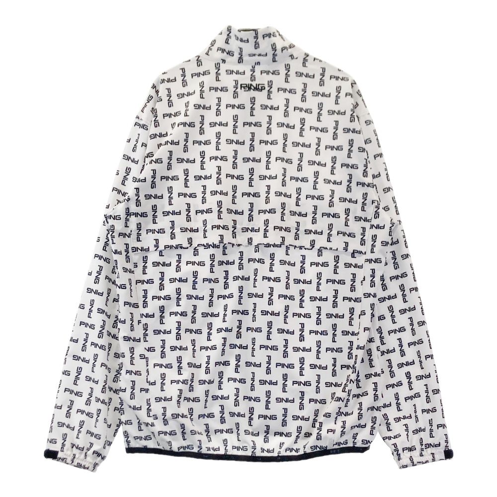 サイズ L PING ピン 裏メッシュ ジップジャケット ロゴ総柄 ホワイト系 ゴルフウェア メンズ ストスト