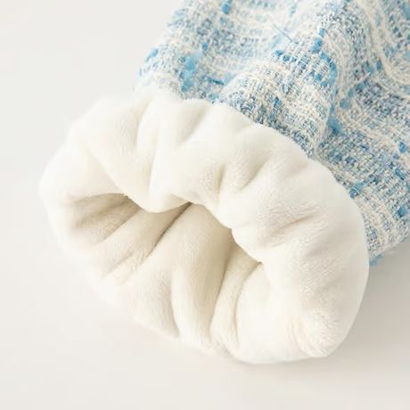  dave-bella ツイードワンピース 90 ブルー 白襟 リボン 女の子 秋冬 ワンピース ベビー服(~95cm)