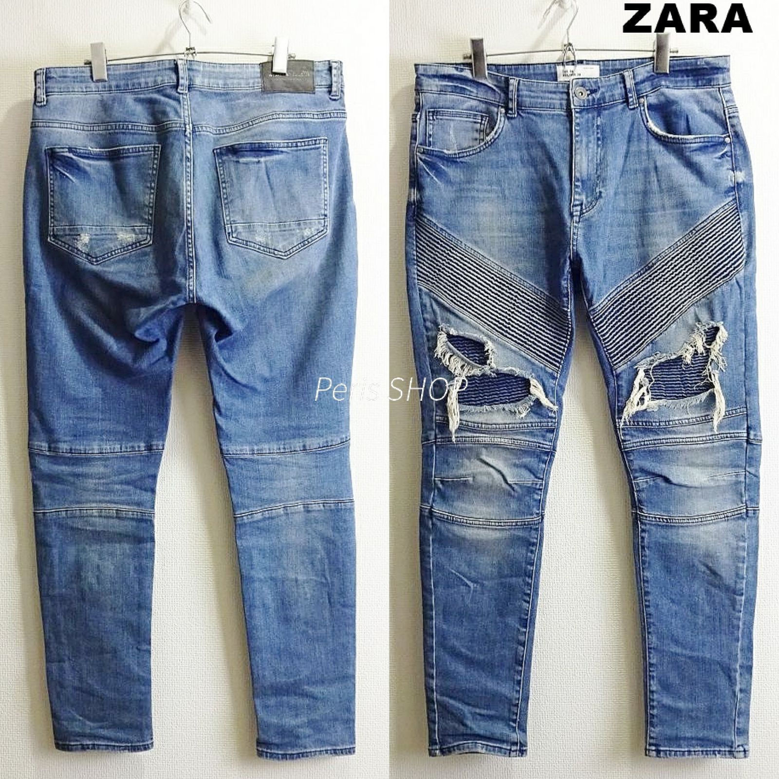 ZARA MAN ザラ スキニー バイカーデニム W89cm / W36 / L ストレッチ 