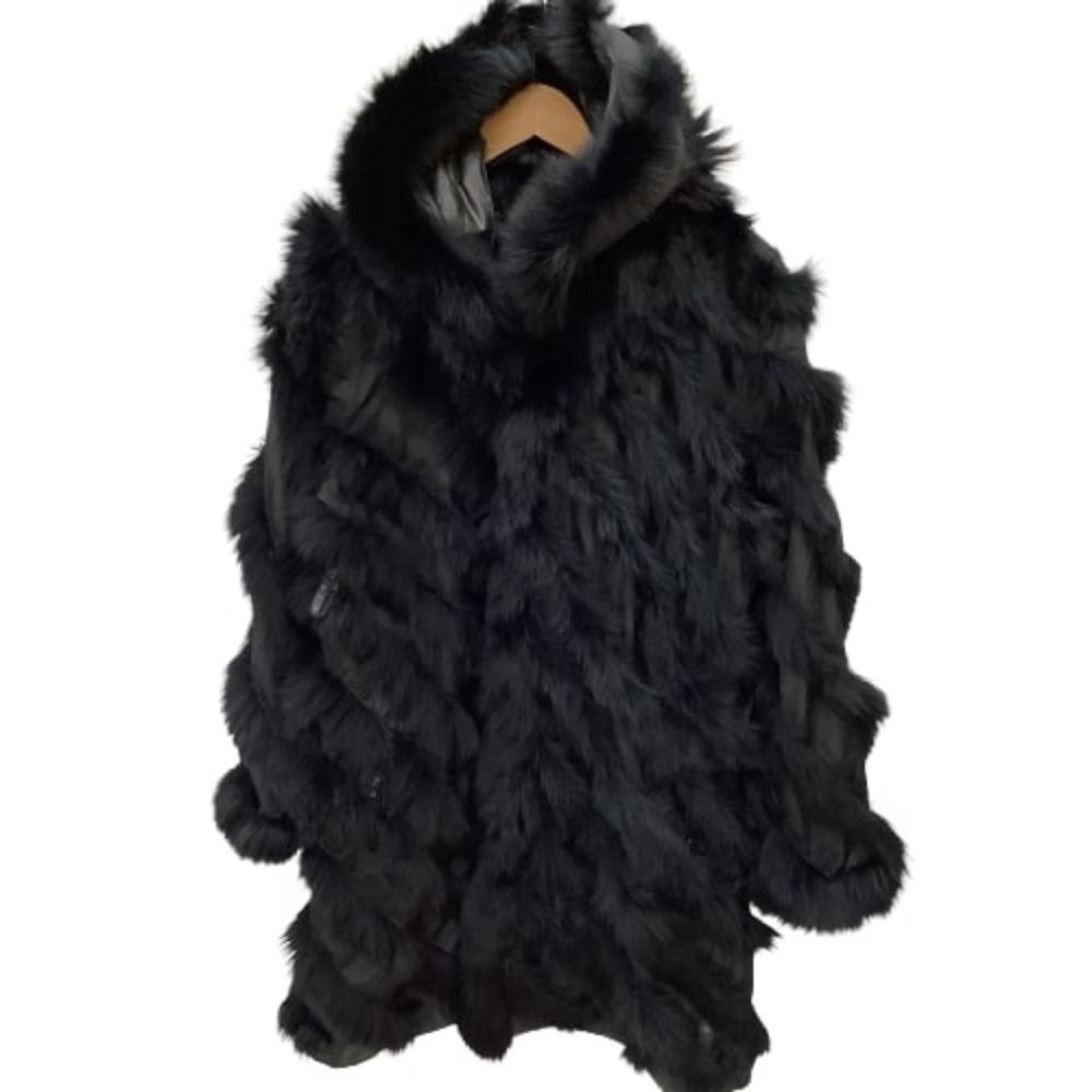 レディース 最 フォックス リバーシブル 毛皮 コート SIZE F ブラック
