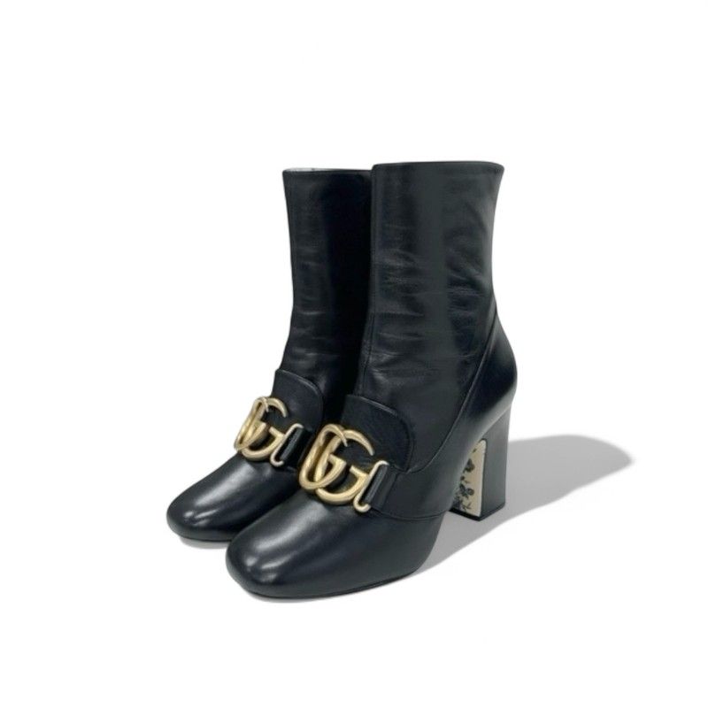 グッチ GUCCI ブーツ ショートブーツ 靴 シューズ レザー ブラック