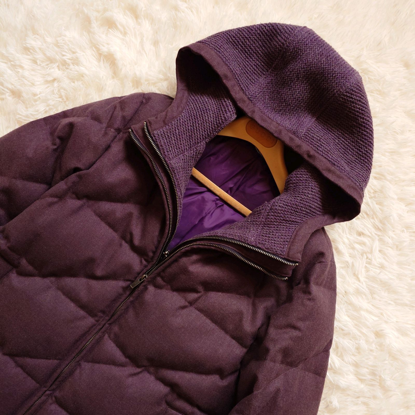 LANVIN ランバンオンブルー 2way 肉厚 ニット フーデッド ダウン