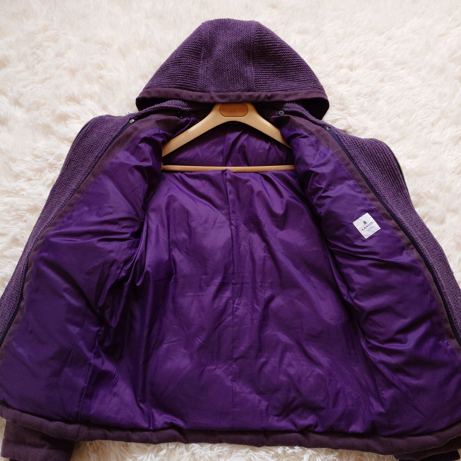 LANVIN ランバンオンブルー 2way 肉厚 ニット フーデッド ダウン