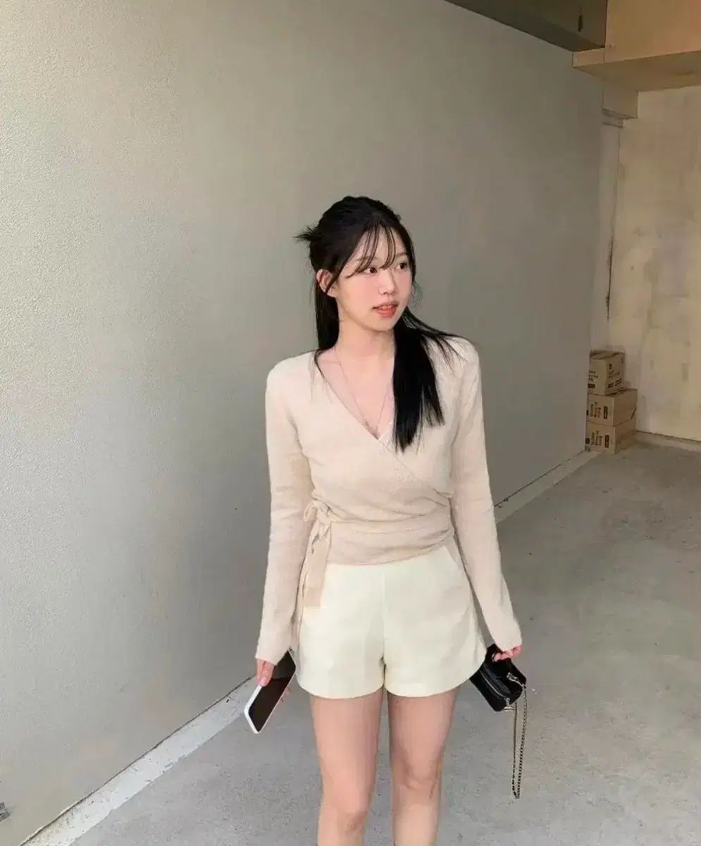 샵ONT YeSeul Market ラップニットカーディガン ベージュ