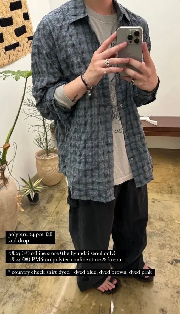 2 POLYTERU カントリー シャツ チェック柄 ダイド ブルー