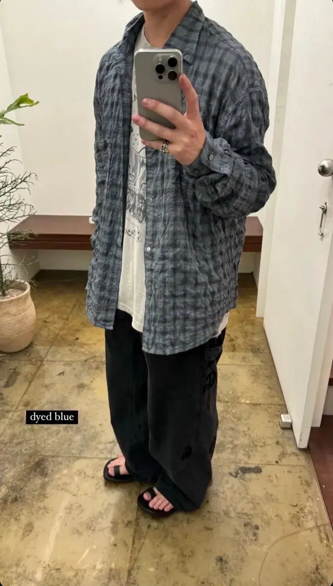 2 POLYTERU カントリー シャツ チェック柄 ダイド ブルー