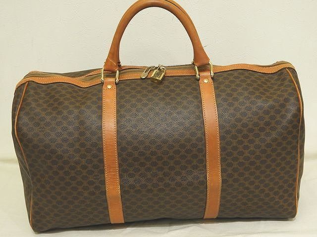 CELINE セリーヌ マカダム柄 ボストンバッグ ◇ ヴィンテージ ブラウン